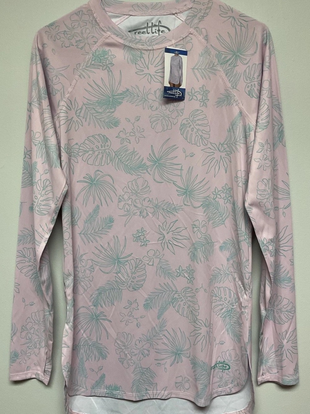 Reel Life Pink Tropical Swim Dress Long Sleeve NWT